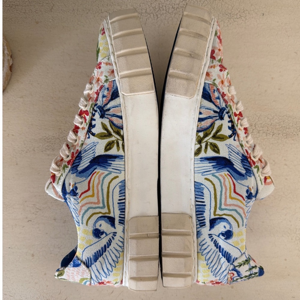 Farm Rio Women Sz 10 Tropical Floral Bird Canvas Platform Sneakers Multicolor - Picture 6 of 11